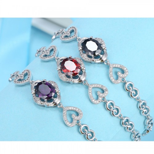 Eleganta rokassprādze ar cirkoniem, rodija pārklājums, garums 19-21 cm